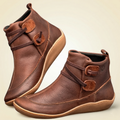 Women's Vintage Flat Ankle Boots with Wrap Strap & Toggle Closure