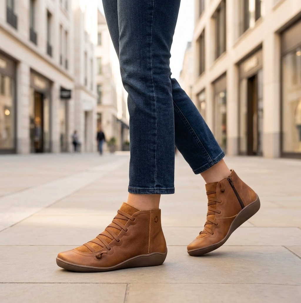 Multi-Color vegan Leather Lace-Up Side-Zip Flat Ankle Boots