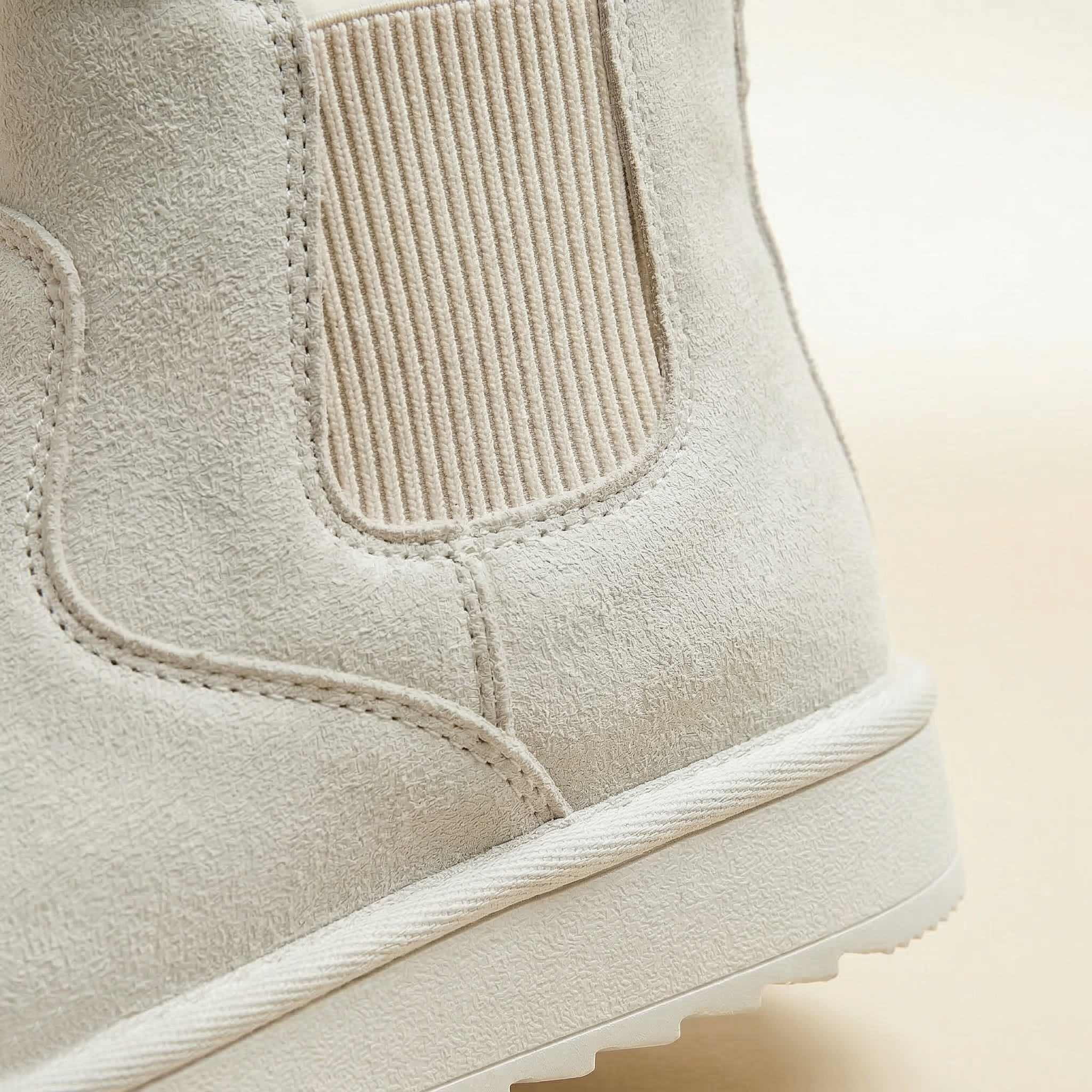 Women's Slip-On Ankle Boot with Faux Fur Collar, Elastic Side Panel and Flat Lugged Sole