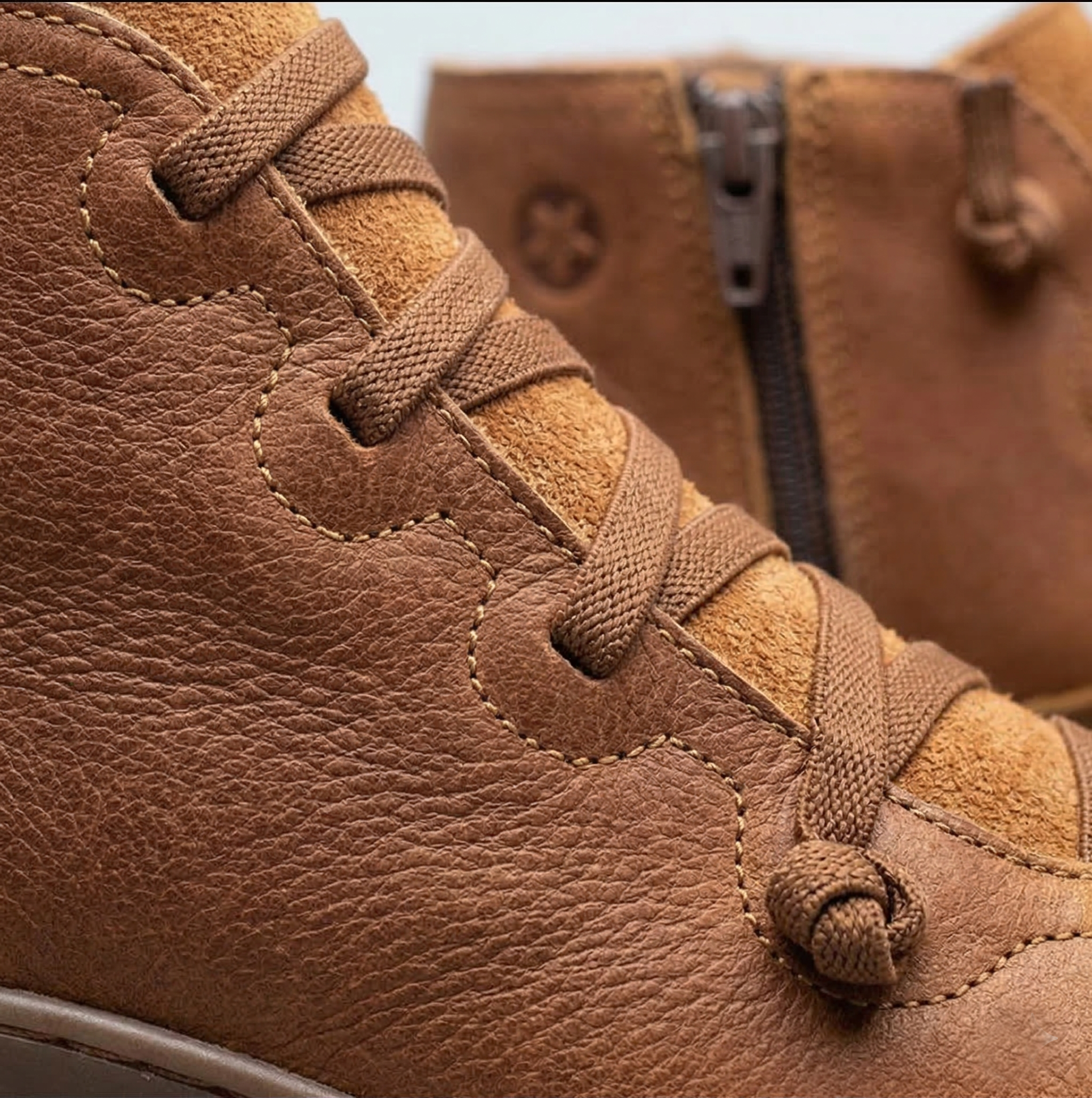 Multi-Color vegan Leather Lace-Up Side-Zip Flat Ankle Boots