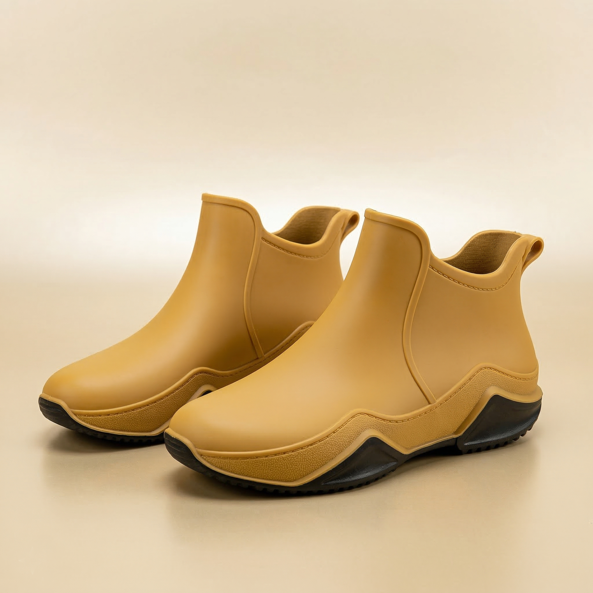 Women's Waterproof Rubber Rain Boots with Non-Slip Chunky Sole & Pull-On Design