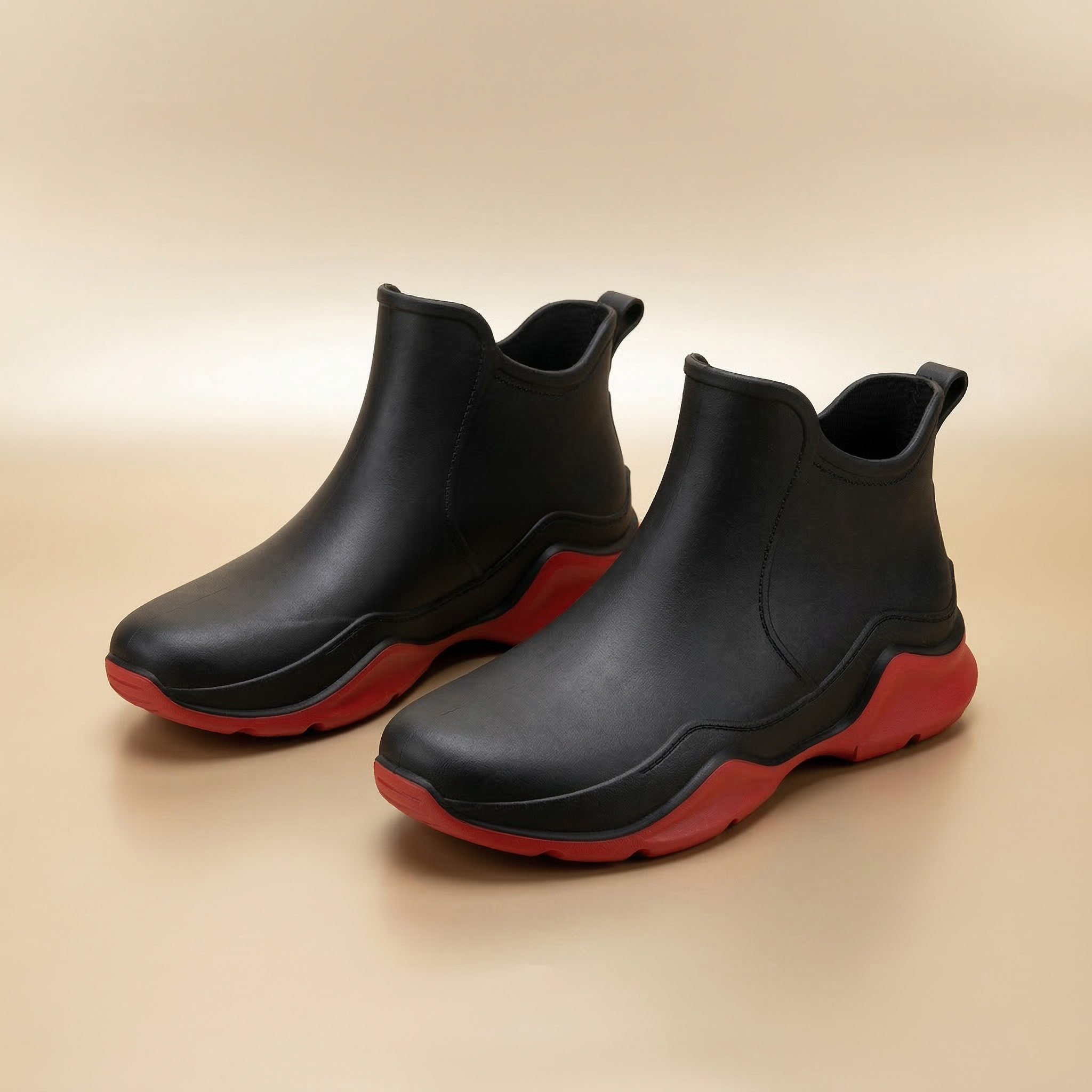 Women's Waterproof Rubber Rain Boots with Non-Slip Chunky Sole & Pull-On Design